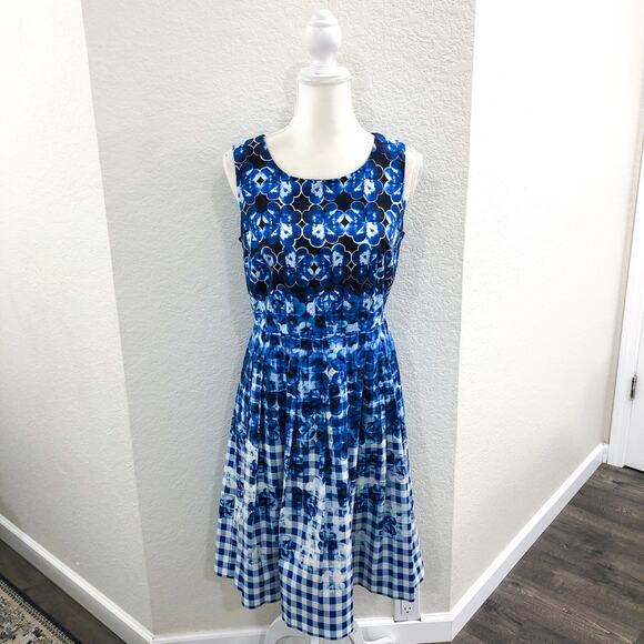 Talbots Fit and Flare Blue Dress - Picture 2 of 13